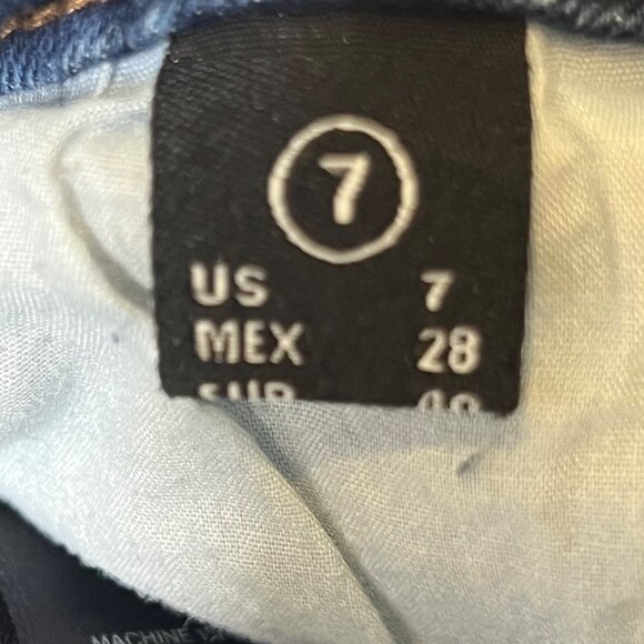 Enjean Women Size 7/28 High Rise Destructed Skinny Jeans Dark Wash Comfort - Picture 16 of 16